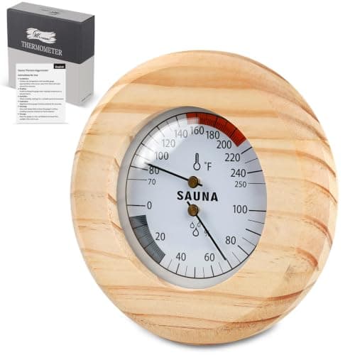 SPOROLWE SPOROLWE Round Wood Sauna Thermometer & Hygrometer