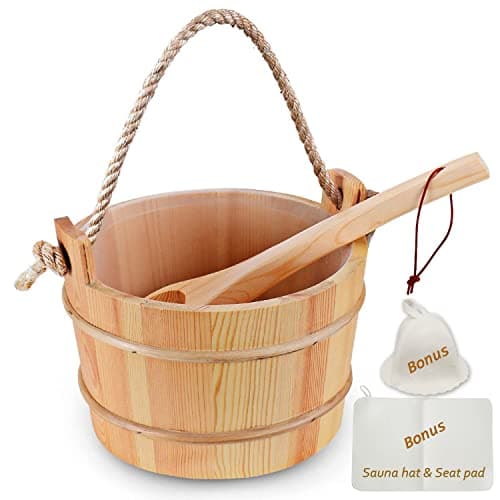 BESTNEWIE BESTNEWIE Sauna Bucket & Ladle Set (5L, Hat + Seat Pad)